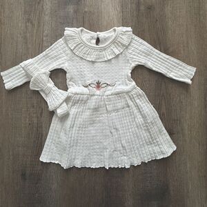 Organic Cotton Baby Girl Knit Ribbed Dress Outfit, Soft light Flower Clothing